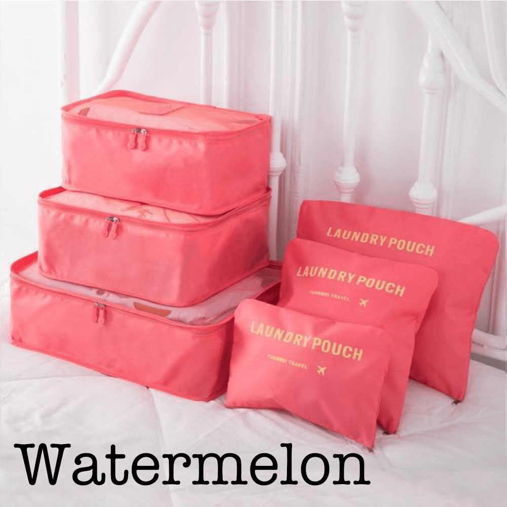 6 piece travel organizer bags set with multiple size waterproof packing cubes for luggage organization