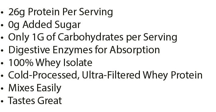 Pure Whey Isolate protein powder container with clean, high-quality muscle fuel branding