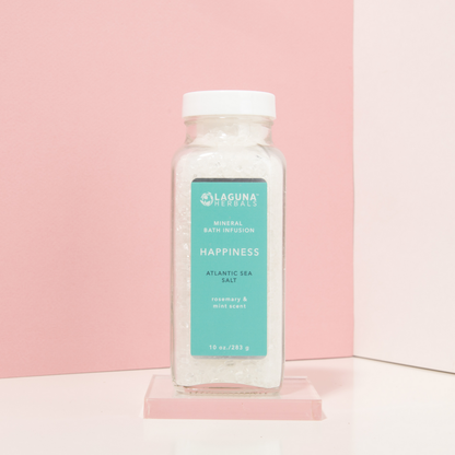 Mineral bath salt with Atlantic sea salt, rosemary, and mint for detox and relaxation