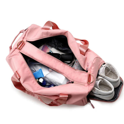 Waterproof fitness sports travel duffel bag with spacious compartments and durable design for men and women
