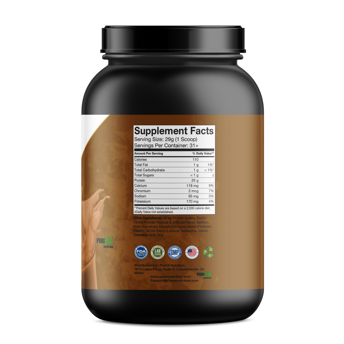 Pure Whey Isolate protein powder with 25g pure whey, low sugar, and complete amino acids for muscle recovery and growth