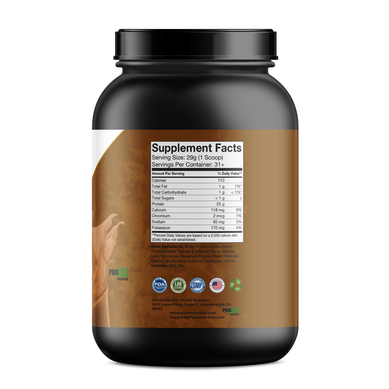 Pure Whey Isolate protein powder with 25g pure whey, low sugar, and complete amino acids for muscle recovery and growth