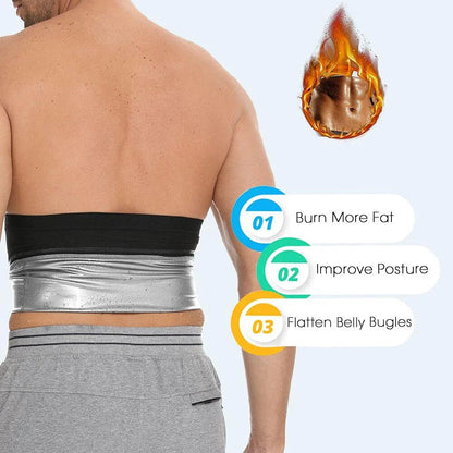 Men wearing Sauna Waist Trimmer Belt for fat burning and waist shaping during workout