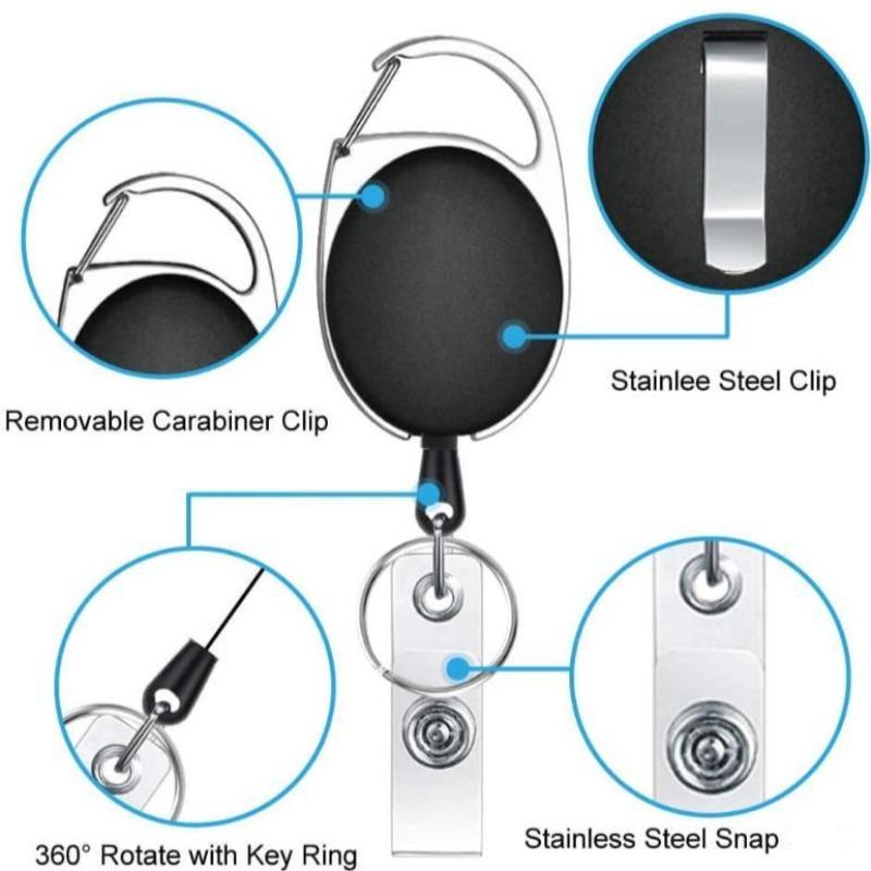 Retractable hoo(key) keychain holder with waterproof badge ID card holder and carabiner clip