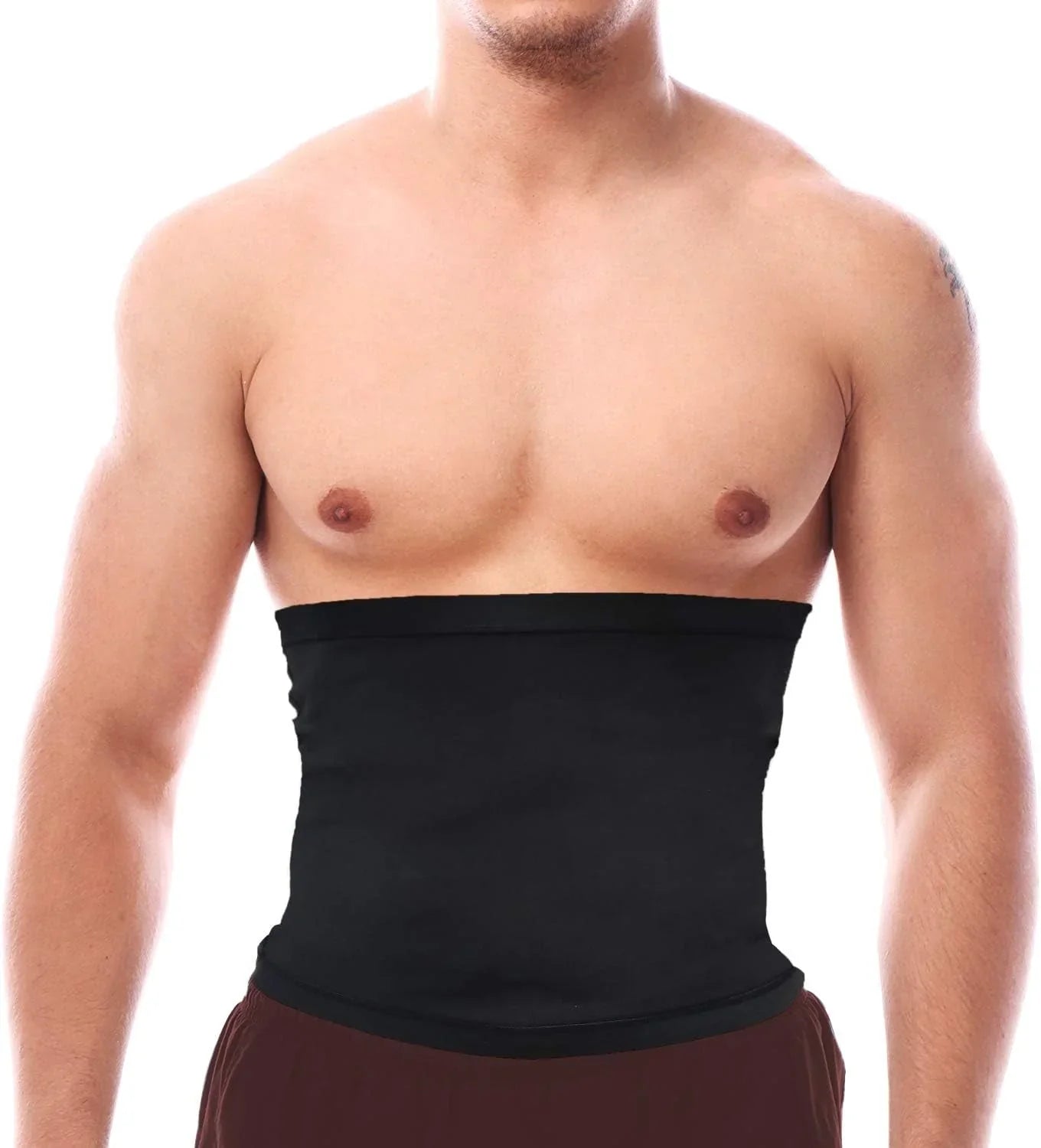 Men wearing Sauna Waist Trimmer Belt boosting sweat and shaping waist during workout