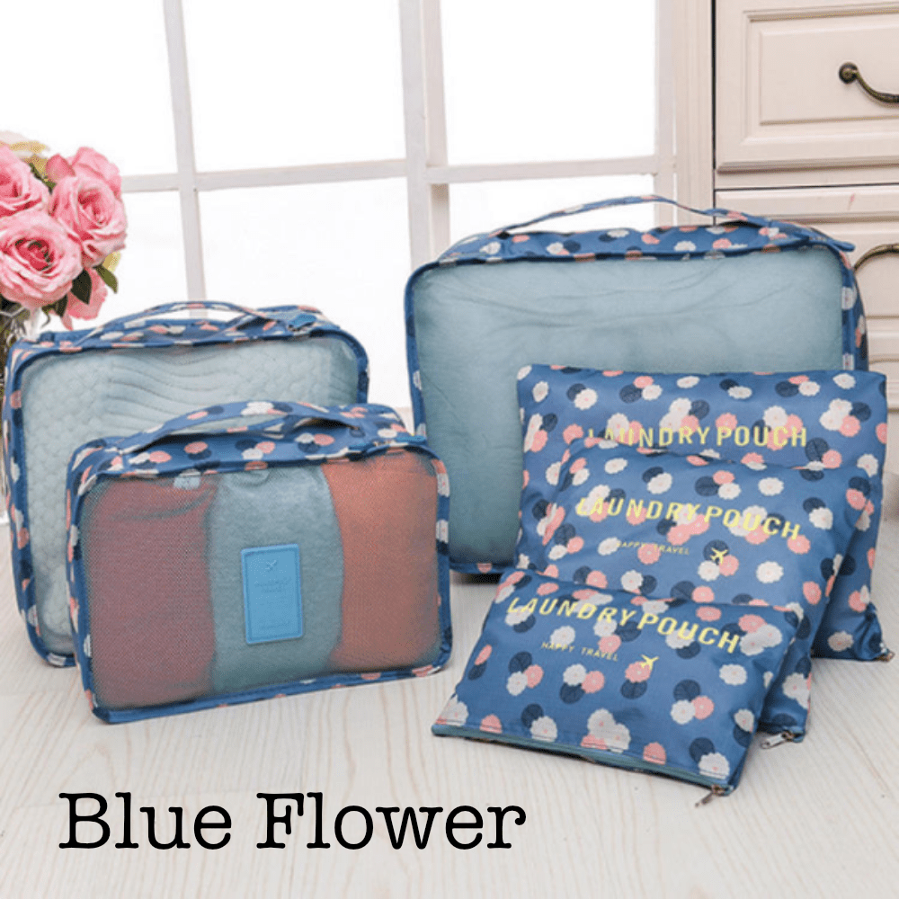 6 Piece Travel Organizer Bags set with waterproof fabric for efficient packing