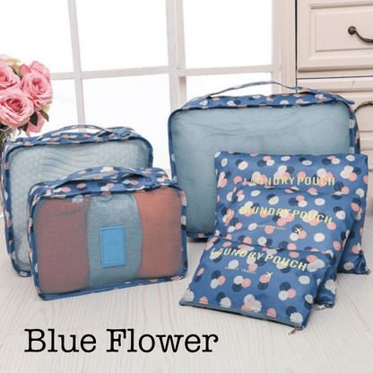 6 Piece Travel Organizer Bags set with waterproof fabric for efficient packing