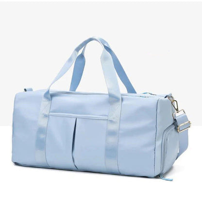 Waterproof fitness sports travel duffel bag with durable, spacious design and multiple compartments for gym and weekend trips