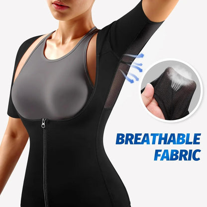Women's sauna suit vest designed to boost sweat and shape the body during workouts