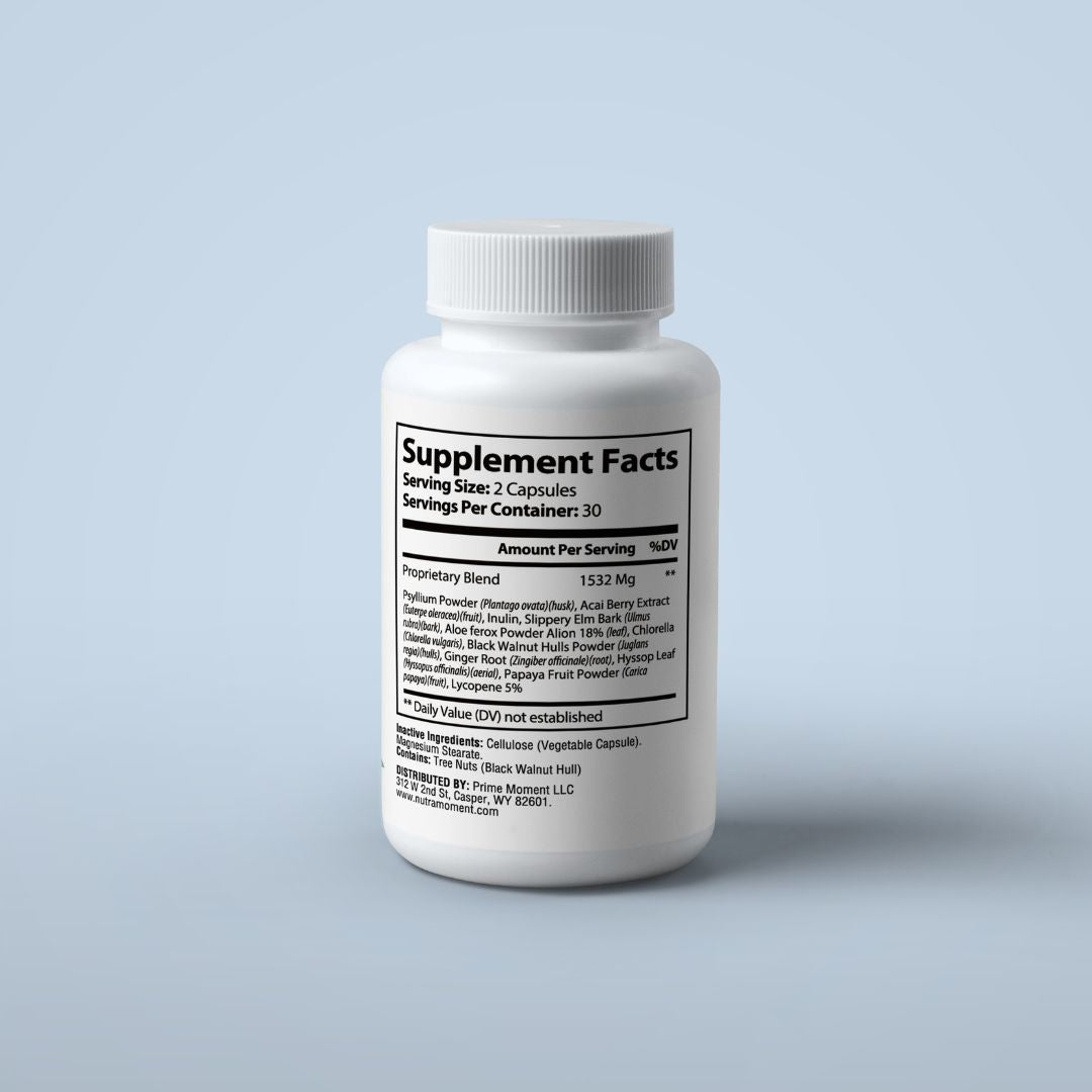 Nutra Moment Cleanse & Detox supplement with Acai Berry for natural body cleansing and cholesterol support