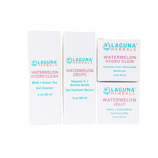 Watermelon Bliss Radiance Ritual skincare set with natural watermelon extracts and hydration products