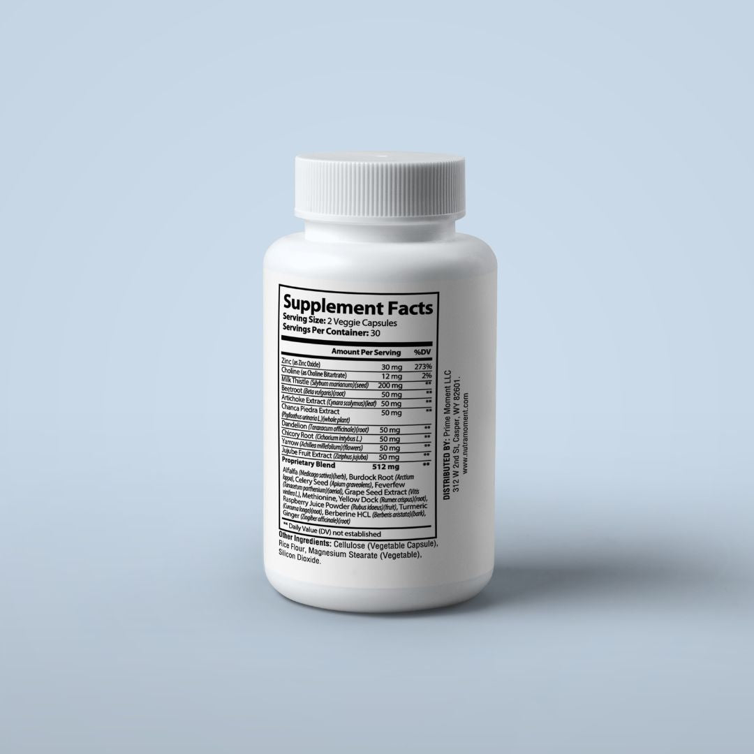 Liver Support supplement bottle with natural herbal ingredients for detoxification and liver health