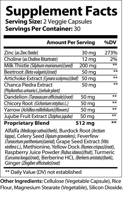 Liver Support supplement with Milk Thistle and natural herbs for liver detox and health
