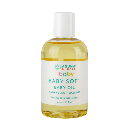 Bottle of Organic Baby Oil suitable for sensitive skin with natural ingredients