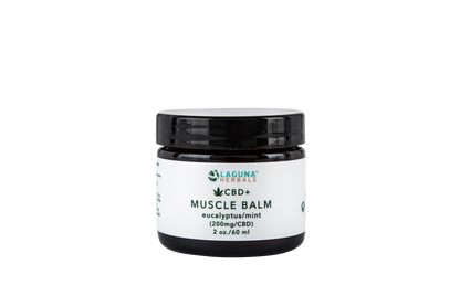 Jar of CBD muscle balm with hemp-derived CBD oil for pain relief and muscle soreness
