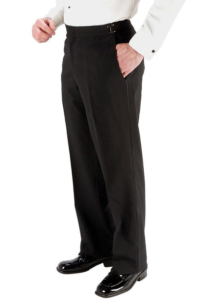 Anthony Black Vitale Barberis Italian wool tuxedo pants with adjustable waist and satin stripe