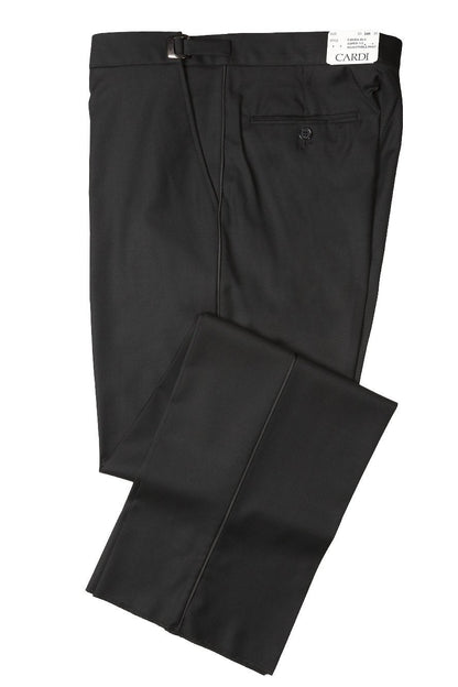 Anthony Black Vitale Barberis Italian wool tuxedo pants with adjustable waist and satin stripe detail
