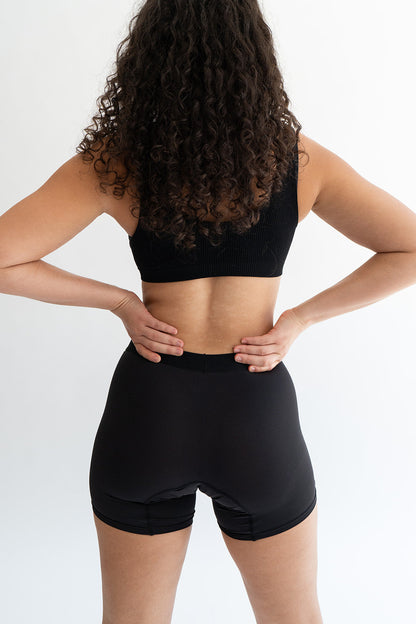 The Boxer Brief mid-rise recycled nylon period underwear with extended gusset and soft waistband