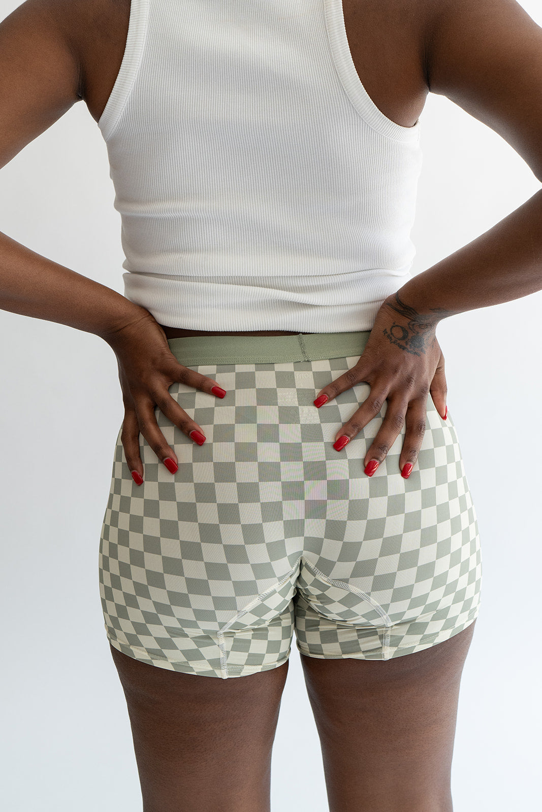 The Boxer Brief comfortable mid-rise recycled nylon period underwear with extended gusset and soft waistband