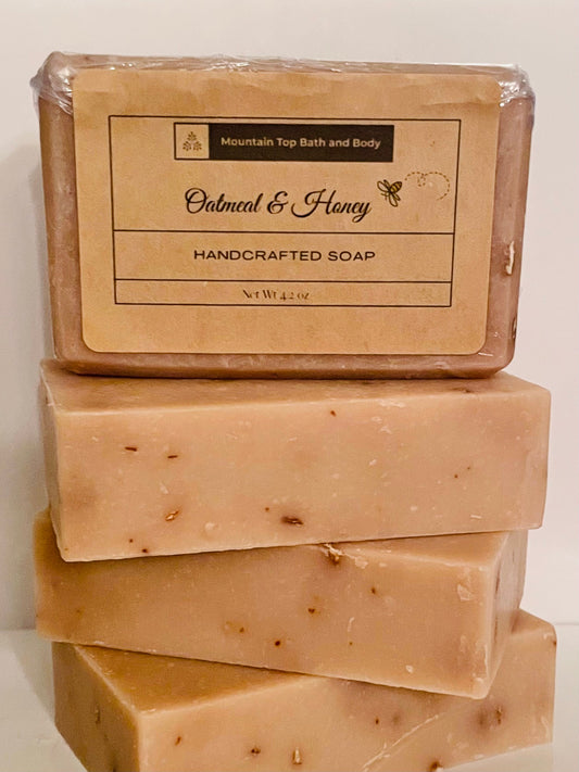 Oatmeal & Honey specialty soap bar with natural exfoliant ingredients