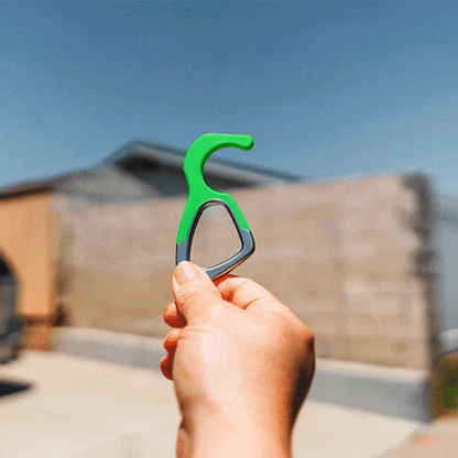 Patented antimicrobial silicone no-touch keychain tool for germ-free contact-free use