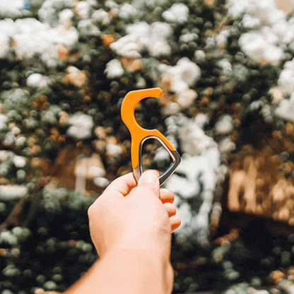 Patented antimicrobial silicone no-touch keychain tool for contact-free use and germ protection