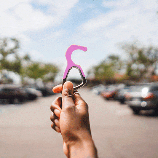 Patented antimicrobial silicone no-touch keychain tool for contact-free surface interaction