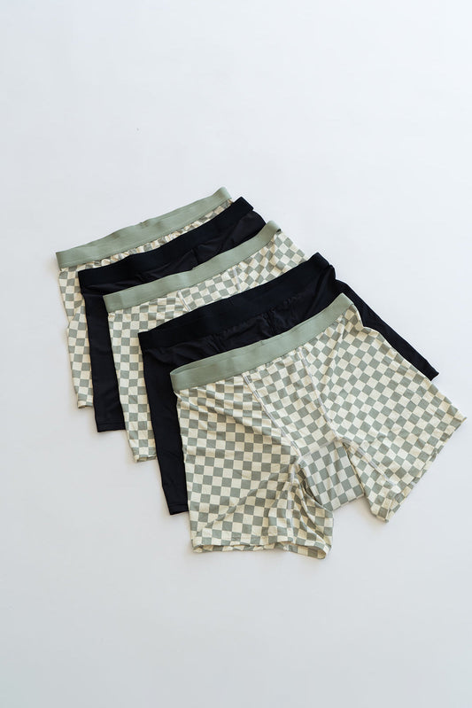The Starter Bundle of 5 recycled nylon boxer briefs for comfortable, absorbent period underwear