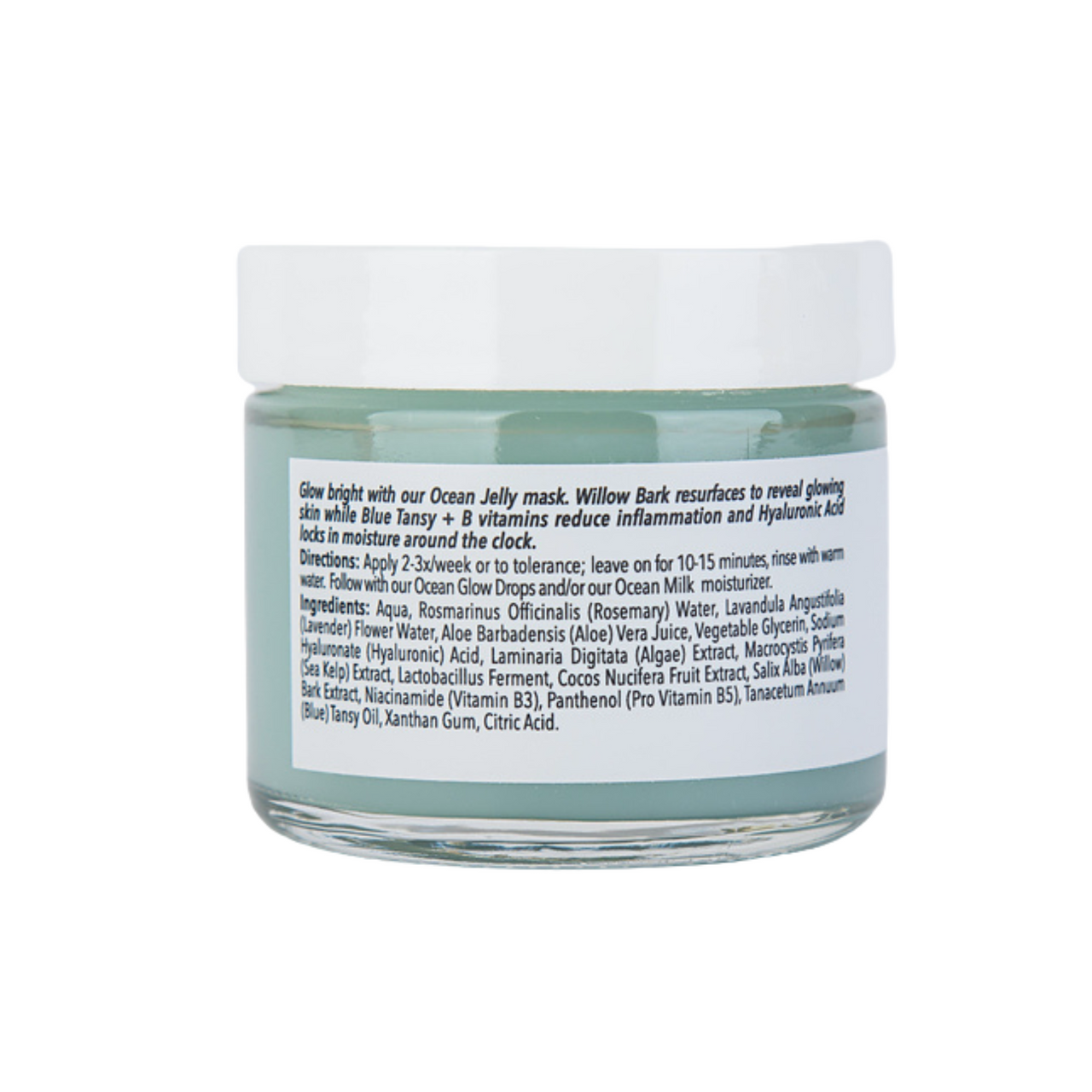 Blue Ocean Jelly Mask jar with hydrating and skin-renewing ingredients on white background