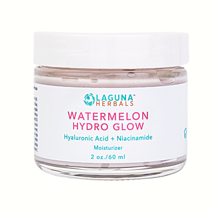 Watermelon Hydro Glow moisturizing cream jar with tropical pink creamy texture and natural fruit ingredients
