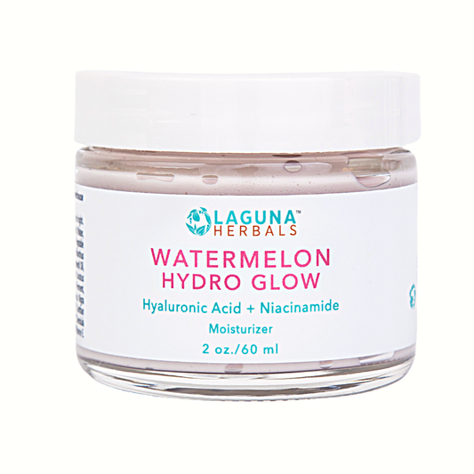Watermelon Hydro Glow Moisturizing Cream jar with pink creamy texture and watermelon design on label