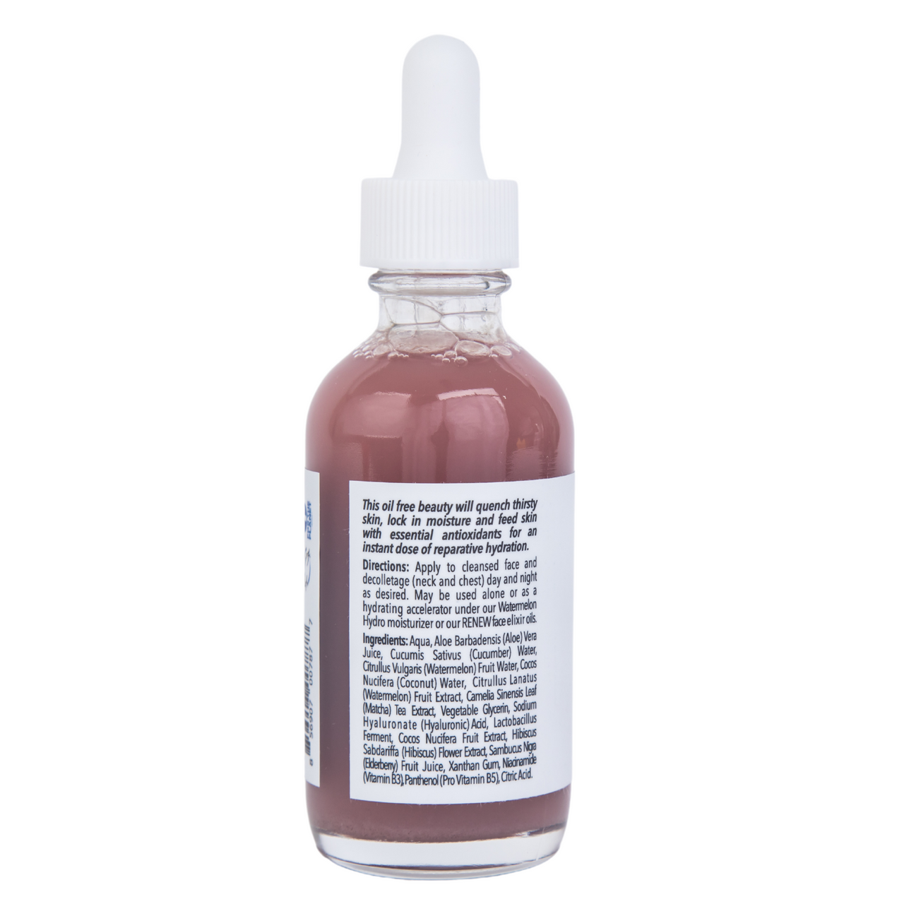 Watermelon Drops Gel hyaluronic acid serum with lightweight pink gel texture and tropical watermelon scent